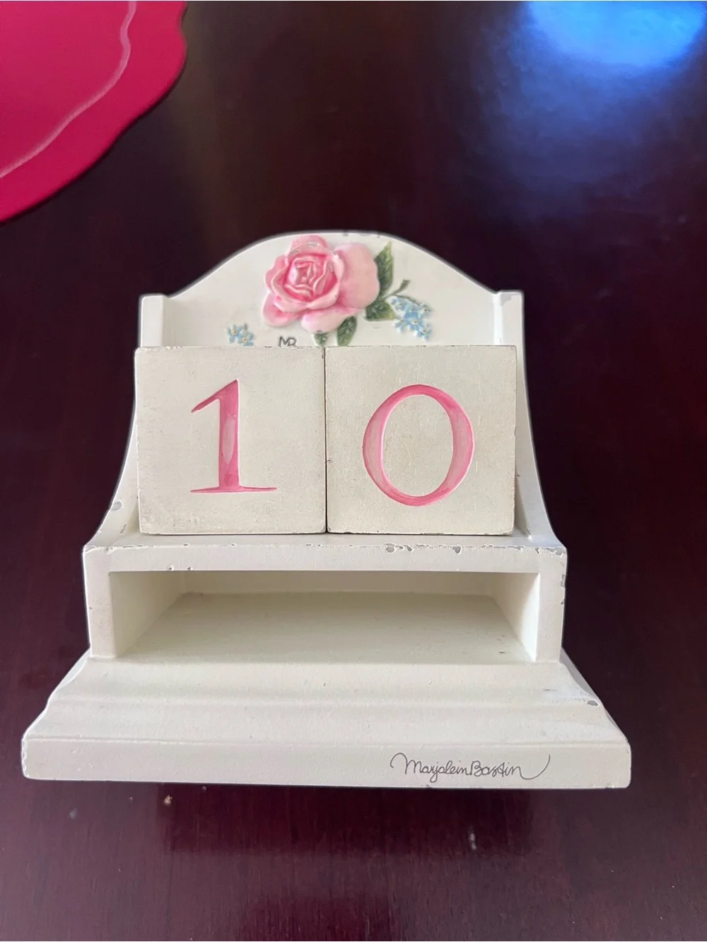 Hand-Painted Cream and Pink Floral Perpetual Calendar